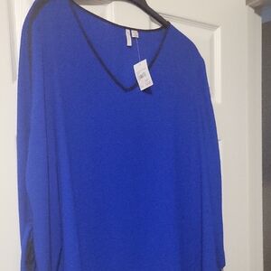 Cato Blue Relaxed Blouse with Long Sleeves